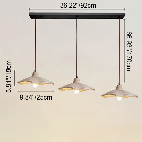 Japanese Vintage Flower-Shaped Cement Lampshade Island Light Chandelier - 1/2/3-Light