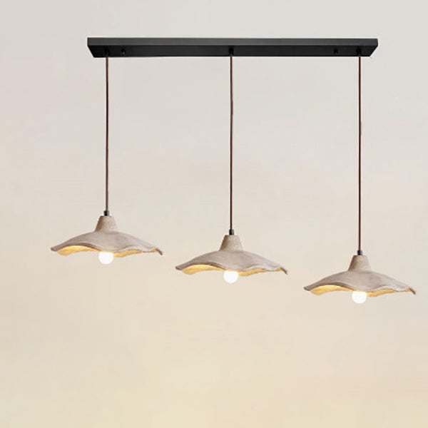 Japanese Vintage Flower-Shaped Cement Lampshade Island Light Chandelier - 1/2/3-Light