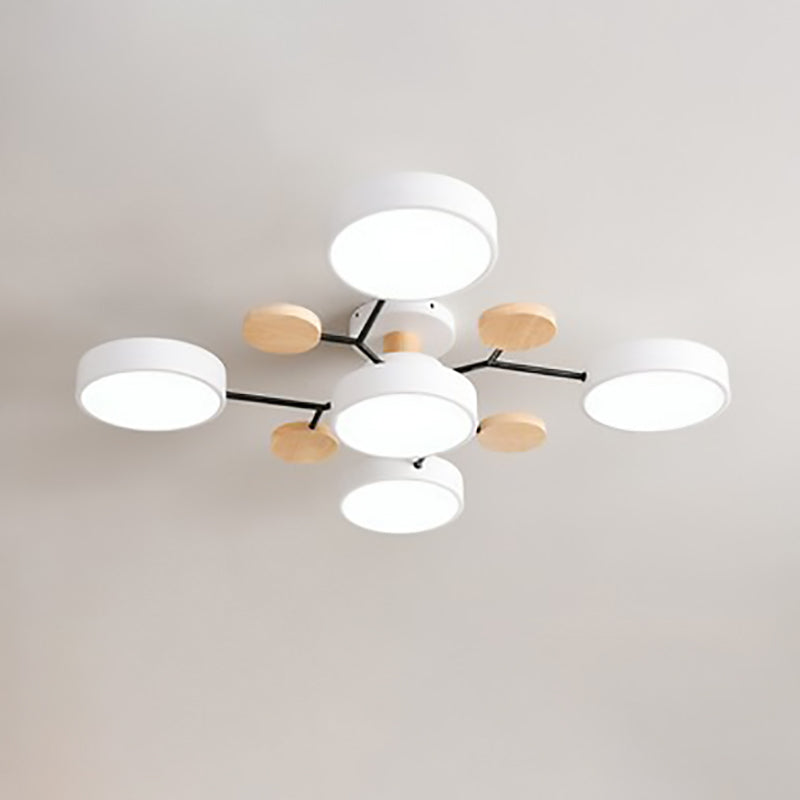 Contemporary Scandinavian LED Ceiling Light with Round Molecule Branch Design, Semi-Flush Mount for Living Room