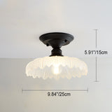 Chic Nordic Vintage Glass Floral Round Geometry 1-Light Semi-Flush Mount Ceiling Light