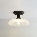 Chic Nordic Vintage Glass Floral Round Geometry 1-Light Semi-Flush Mount Ceiling Light