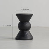 Traditional Japanese Wabi-Sabi Wood End Table with Geometric Design - Living Room Accent