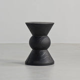 Traditional Japanese Wabi-Sabi Wood End Table with Geometric Design - Living Room Accent