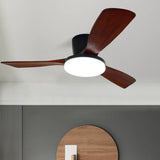 Contemporary Scandinavian Copper Wood Acrylic LED Ceiling Fan with Light – Semi-Flush Mount for Living Room