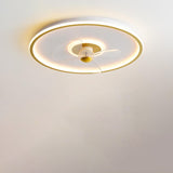 Sleek Modern Acrylic Round LED Flush-Mount Ceiling Fan with Integrated Light