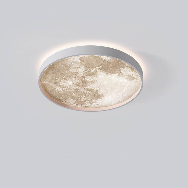 Nordic Moon Round LED Flush Mount Ceiling Light — Creative Minimalist Design with Soft Ambient Glow