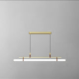 Sleek Nordic Minimalist Long Leather-Strip LED Island Light Chandelier