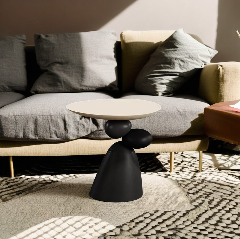 Contemporary Resin End Table with Round Elliptical Branch Slab – Modern Bedroom Accent