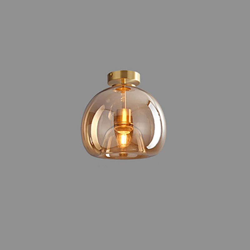 Elegant Nordic Luxury Round Glass Ball 1-Light Semi-Flush Mount Ceiling Light
