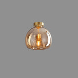 Elegant Nordic Luxury Round Glass Ball 1-Light Semi-Flush Mount Ceiling Light