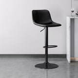 Luxurious Contemporary Curved Faux Leather Bar Stool – Height-Adjustable, Swivel, with Backrest and Footrest for Dining Room