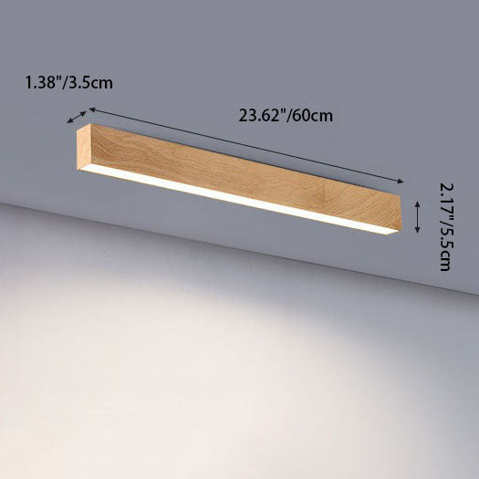 Sleek Modern Minimalist Wood-Grain Aluminum LED Flush-Mount Ceiling Light
