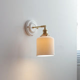 Vintage Japanese Ceramic & Brass 1-Light Wall Sconce Lamp