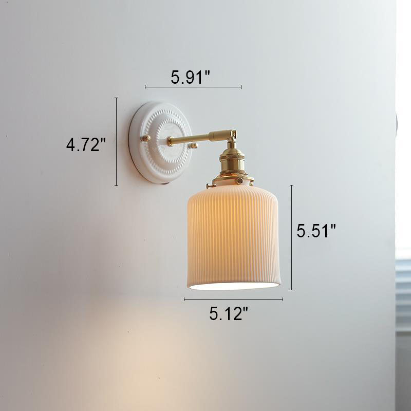 Vintage Japanese Ceramic & Brass 1-Light Wall Sconce Lamp