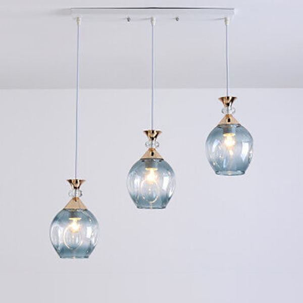 Nordic Gradient Glass Orb Three-Light Island Chandelier