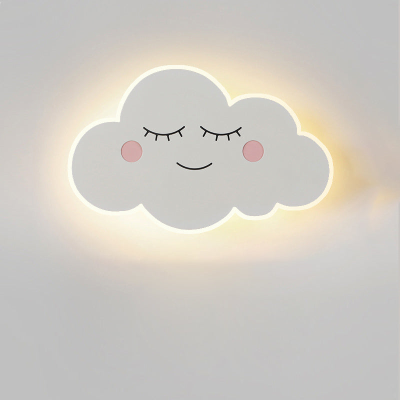 Contemporary Creative Cartoon Smiley Cloud LED Kids Wall Sconce with Iron-Acrylic Shade for Bedroom