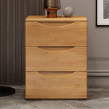 Traditional Japanese-Style Rectangular Nightstand with Rubber Wood & Metal – 2/3-Drawer Bedside Table