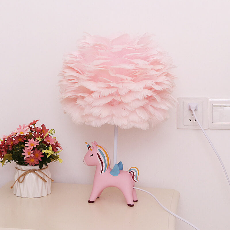 Modern Creative Unicorn Feather Kids Table Lamp – 1-Light