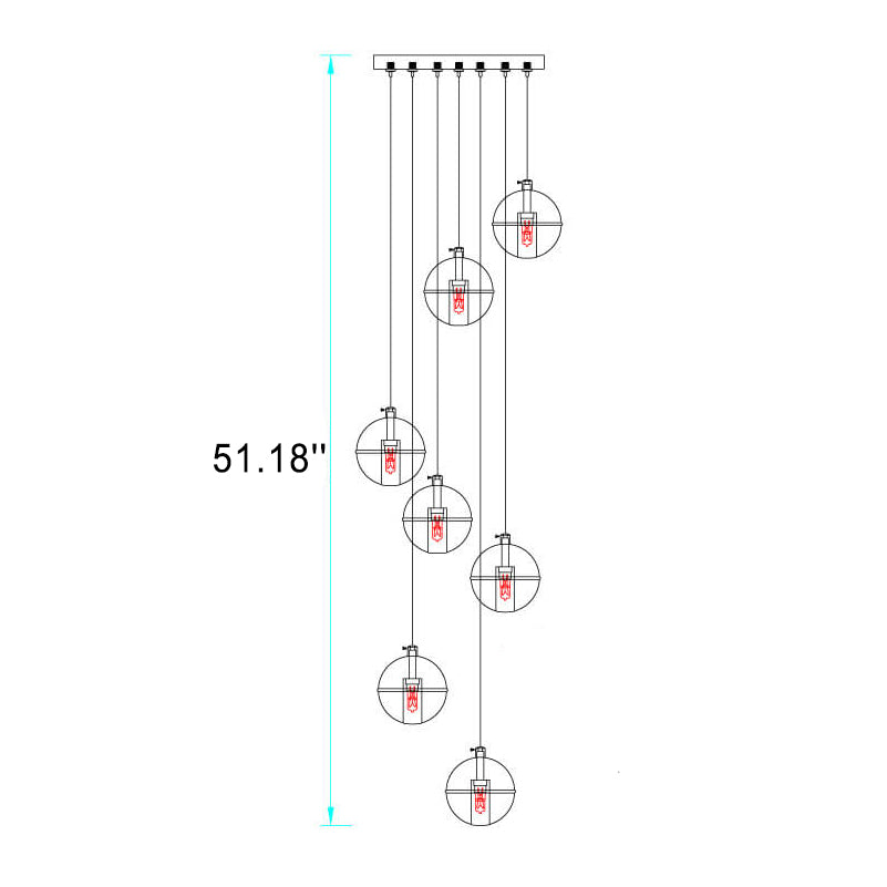 Luxurious Crystal Orb Staircase Chandelier with LED Ball Shade - Modern Loft Lighting