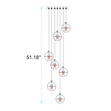 Luxurious Crystal Orb Staircase Chandelier with LED Ball Shade - Modern Loft Lighting