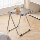 Sleek Contemporary Square End Table with Acrylic Metal Frame – Foldable for Living Room