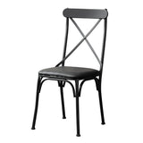 Contemporary Industrial PU Leather, Wood & Iron Dining Chair & Table Set with Square X-Back for Dining Room