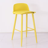 Sleek Modern Minimalist Rectangular Carbon Steel Bar Stool with Plastic Backrest for Dining Room