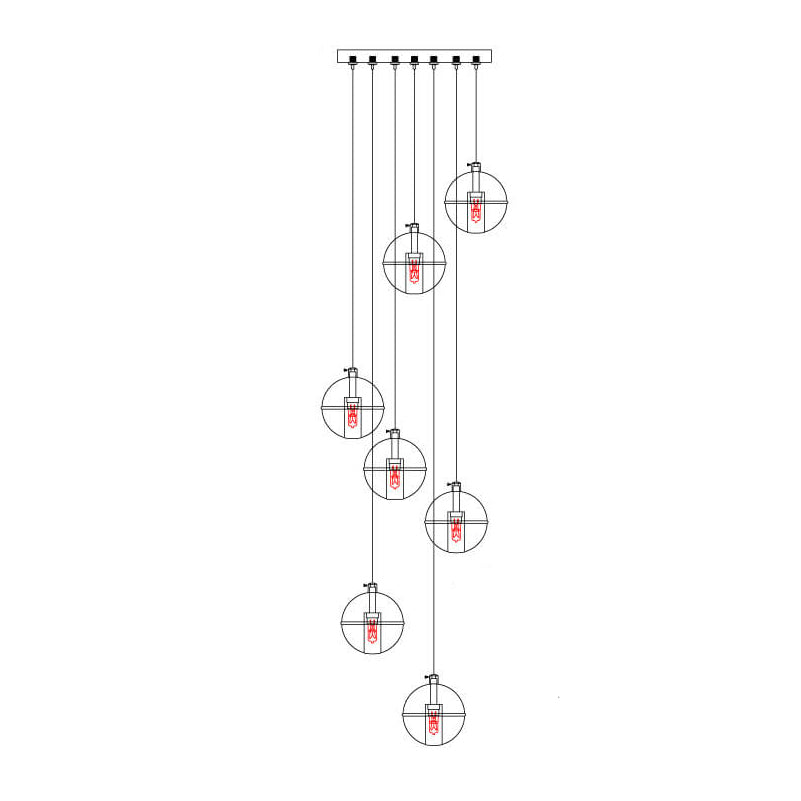 Luxurious Crystal Orb Staircase Chandelier with LED Ball Shade - Modern Loft Lighting