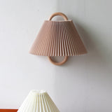 Sleek Contemporary Solid Wood Pleated Semi-Circle 1-Light Wall Sconce Lamp