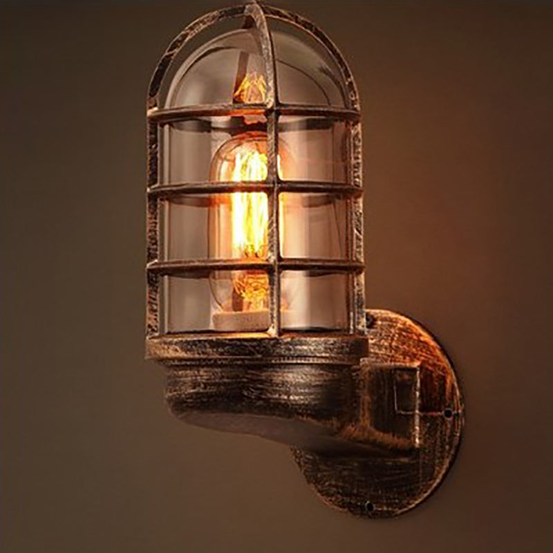 Sleek Contemporary Industrial Aluminum Round Cage 1-Light Waterproof Wall Sconce for Entryway
