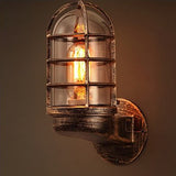 Sleek Contemporary Industrial Aluminum Round Cage 1-Light Waterproof Wall Sconce for Entryway