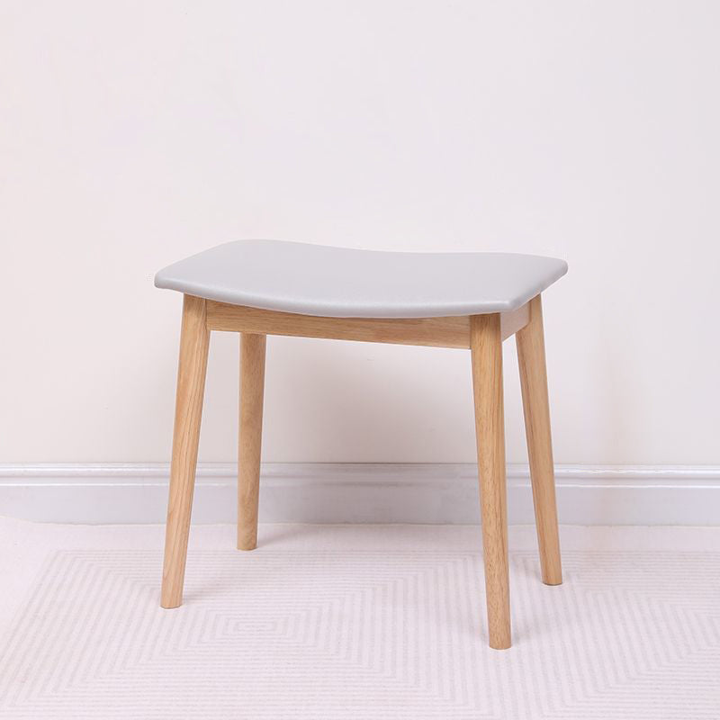 Sleek Modern Minimalist Rectangular Vanity Stool in Soft PU Leather with Wood Base – Ideal Bedroom Accent