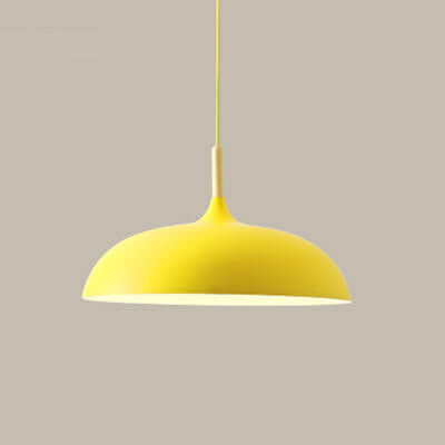 Modern Metal and Wood Dome Pendant Light — 1-Light, Wooden Top