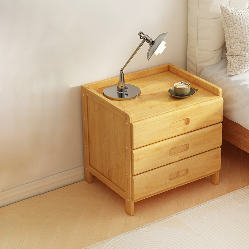 Sleek Modern Minimalist Rectangular Bamboo Nightstand with One-Third Drawer for Bedroom