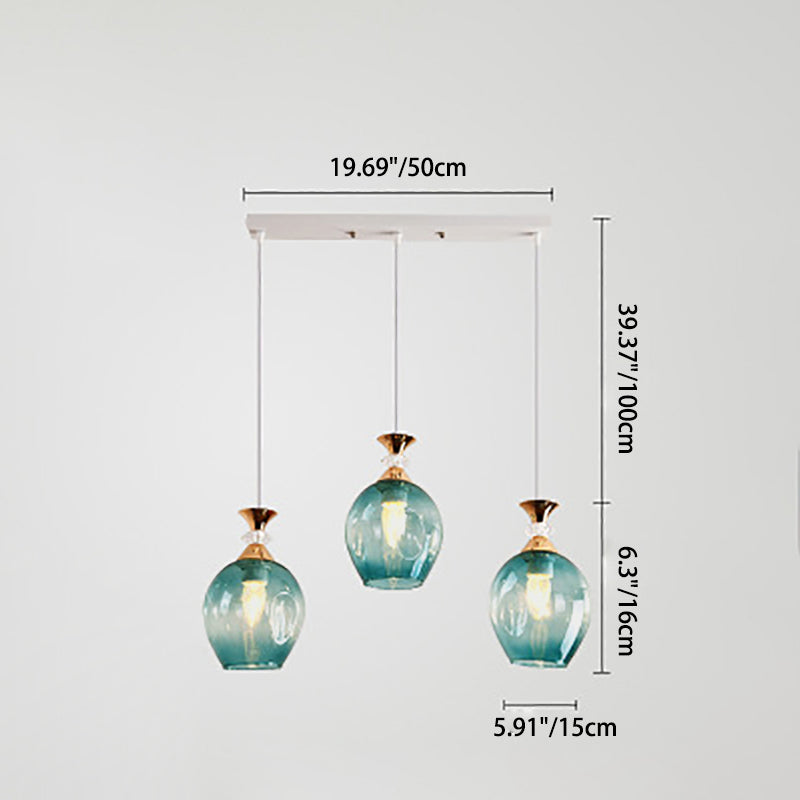 Nordic Gradient Glass Orb Chandelier - 3-Light Modern Pendant