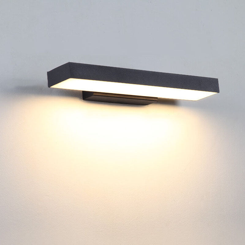 Sleek Modern Minimalist Rectangular Flat LED Sensor Wall Sconce Lamp – Outdoor Waterproof Exterior Lighting