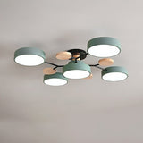 Contemporary Scandinavian LED Ceiling Light with Round Molecule Branch Design, Semi-Flush Mount for Living Room