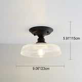 Chic Nordic Vintage Glass Floral Round Geometry 1-Light Semi-Flush Mount Ceiling Light