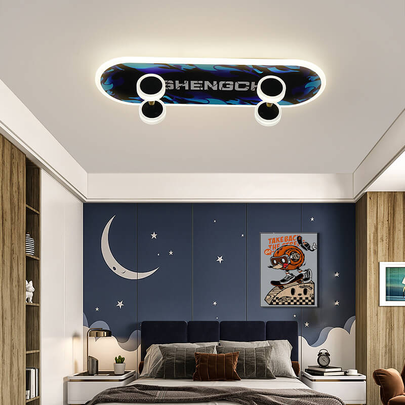 Creative Cartoon Skateboard LED Kids’ Flush Mount Ceiling Light – Acrylic Ceiling Fixture