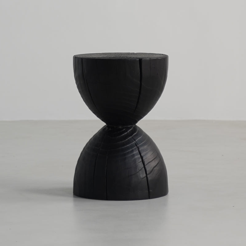 Traditional Japanese Wabi-Sabi Wood End Table with Geometric Design - Living Room Accent