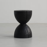 Traditional Japanese Wabi-Sabi Wood End Table with Geometric Design - Living Room Accent
