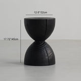 Traditional Japanese Wabi-Sabi Wood End Table with Geometric Design - Living Room Accent