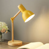 Nordic Contemporary Iron Table Lamp with Semi-Circular Shade and Wooden Base – 1-Light, Ideal for Study