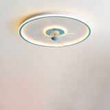 Sleek Modern Acrylic Round LED Flush-Mount Ceiling Fan with Integrated Light