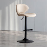 Contemporary Curved PU Leather Liftable Swivel Bar Stool with Backrest and Footrest for Dining Room