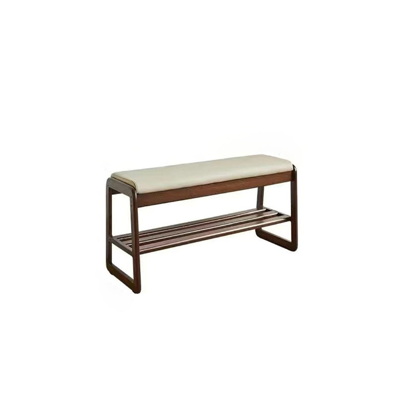 Sleek Contemporary Scandinavian Rectangular Solid-Wood Shoe Storage with 1 Shelf - Entryway Organizer