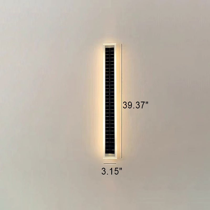 Sleek Minimalist Outdoor Solar LED Rectangular Strip Wall Sconce Lamp - Waterproof Patio Lighting