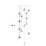Luxurious Crystal Orb Staircase Chandelier with LED Ball Shade - Modern Loft Lighting