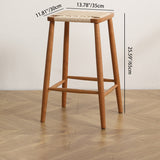 Elegant Traditional Japanese Rectangular Rope-Woven Wooden Bar Stool for the Dining Room