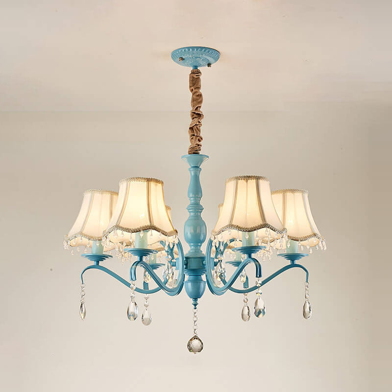 Elegant Modern Cone Iron Crystal Fabric Chandelier – 5/6/8-Light Options